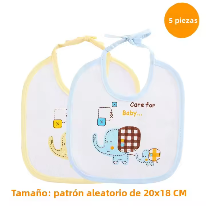 5PCS Bibs Para Bebés Algodón Impermeable Protección Ropa De Comida Para Niños Y Niñas Accesorios De Cuello De Dibujos Animados Unisex Edad 1-3Años - 1