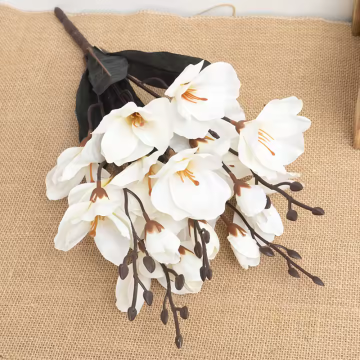 Bouquet Artificial De Magnolias De Alta Calidad Para Decoración De Hogar Fiesta Boda Navidad Flores Silken Accesorios De Fondo - 1