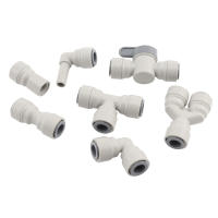 Conector Rápido De Agua RO 3/8"OD Tornillo Y Válvula De Bola Convertidor Igual Elbore Straight Push in Pipe Fitting Para Cerveza Homebrew - details 0