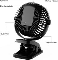 Ventilador de escritorio, Ventilador de refrigeración personal USB de 3 velocidades con rotación de 360 °, cable USB y batería para el hogar, oficina, gimnasio, pesca, camping - details 6