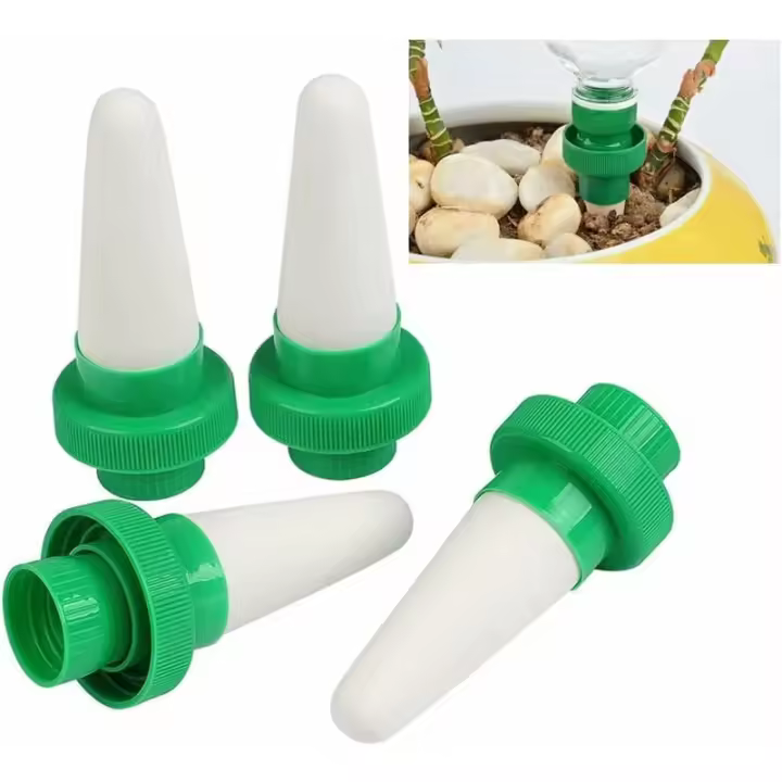 Paquete de 4 regaderas de Plantas para Vacaciones, Puntas de Riego de Cerámica para botellas de plástico - 1