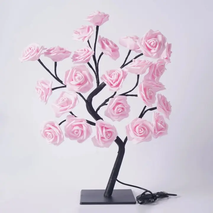 Lámpara De Mesa En Forma De Rosas Con Luz LED USB Para Decoración De Hogar Fiesta Bodas Regalo Para Amantes Luz Nocturna De Dormitorio Camping - 1