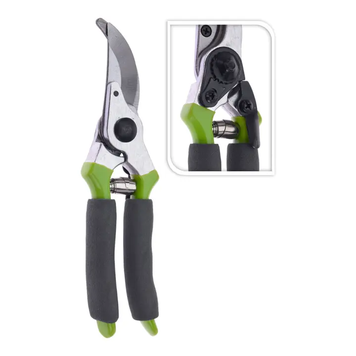 Pack 2 tijeras de poda con mango de plastico verde progarden - 1