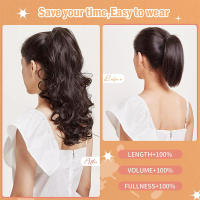 Pony Cola De Caballo Sintética Ondulada Resistente Al Calor Larga Rizada Para Mujeres Big Wave Lazy Bun Grandes Rizos Clip-in Color Puro - details 4