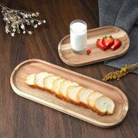 Plato De Madera De Acacia Japonés Rectangular Para Comedor Frutas Aperitivos Taza De Té Oval Tratamiento De Superficie Natural - details 2