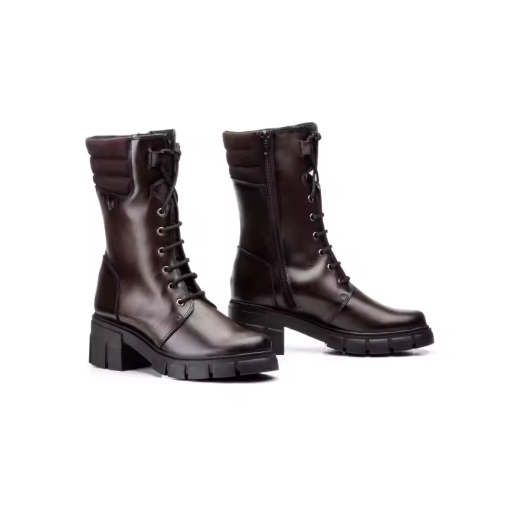 Mº5790 MARRON  Hecho en España Botas Mujer Piel MARRON Militar Ibérico Numeración: 36-41 Marca: Ibérico Color: MARRON BOTIN MEDIA PIERNA CON CORDONES Y CREMALLERA LATERAL PARA MAYOR CONFORT Y FACILIDAD SUELA DE TACON Y PLATAFORMA MUY MODERNA - 1