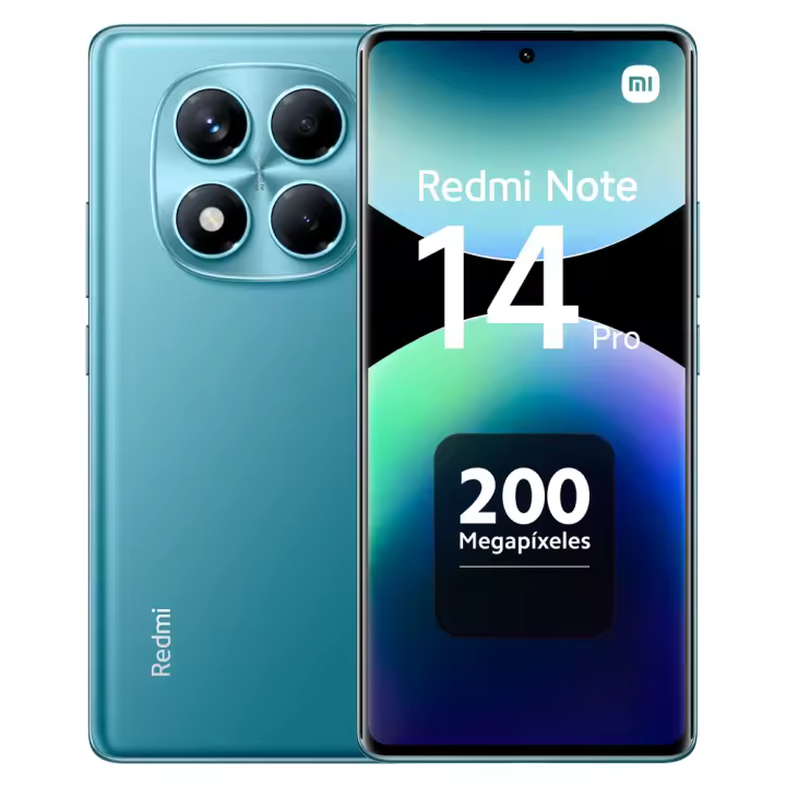 Xiaomi Redmi Note 14 Pro 4G Smartphone NFC Pantalla AMOLED 6.67" Resolución 2400 x 1080 Tasa actualización 120Hz Cámara trasera principal 200 MP OIS Cámara frontal 32 MP Procesador Helio G100-Ultra Batería 5500 mAh Carga turbo 45W Xiaomi HyperOS - 1