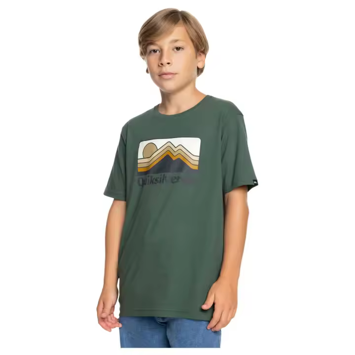 Camiseta de Manga Corta Quiksilver Qs Gradient Mountains para niños en color verde - 1