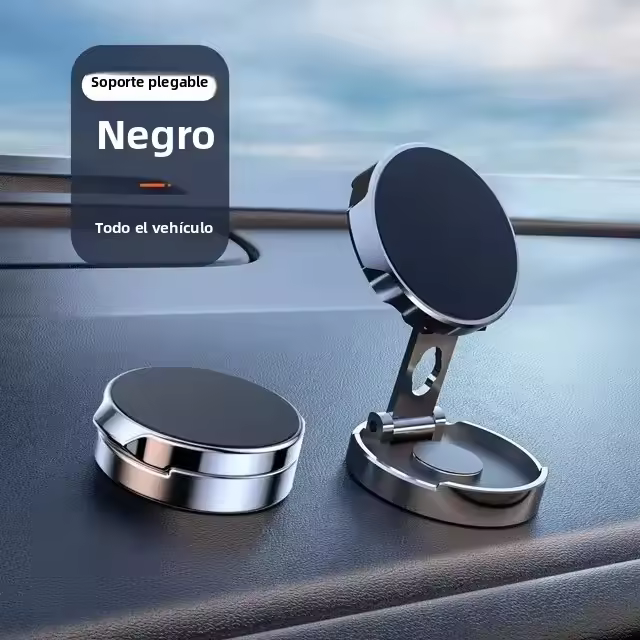 Soporte De Teléfono Para Coche Con Imán Fuerte Y Base Redonda Plegable De 720° Compatible Con Todos Los Teléfonos Móviles Soporte Universal Para Interior Del Coche - 1