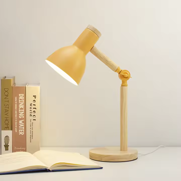 Lámpara De Escritorio Plegable De Madera Nórdica Para Estudiantes Con Interruptor De Botón Empuñadura AC85-260v EU/US/UK Plug - 1