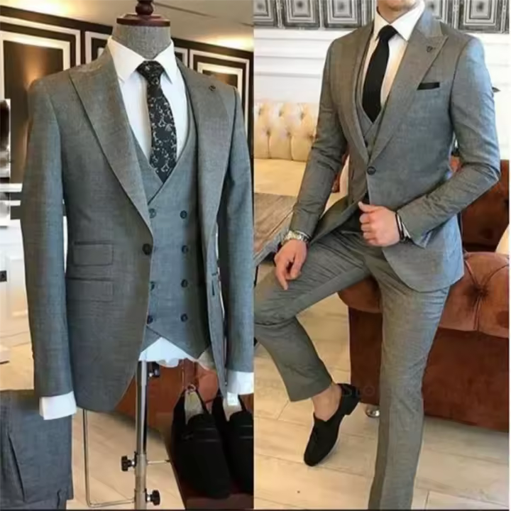 Traje Verde Para Hombre 3 Piezas 2023 Corte Slim Con Pico Y Un Botón Traje De Boda Tuxedo Terno Masculino (Chaleco+Pantalones+Chaleco) - 1