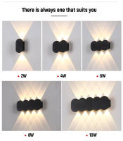 Luz De Pared LED De Aluminio Para Exterior E Interior 4W 6W 8W 10W AC85-265V Blanca Negra Moderna Para Jardín Dormitorio Pasillo - details 2