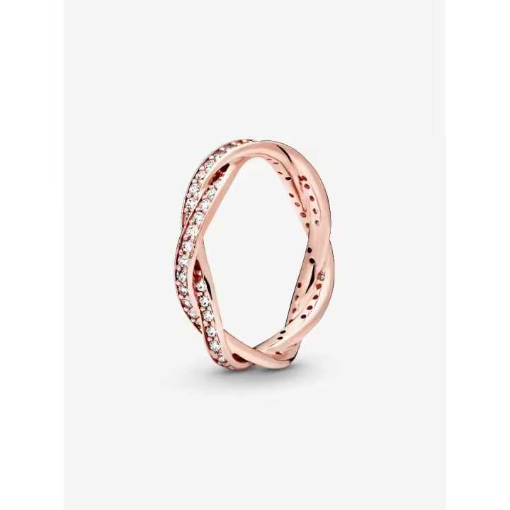 Brillantes-Baño de Oro Rosa de 14 K Pandora - Anillo de Línea - 1