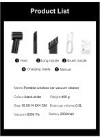 Aspiradora Portátil Para Coche 9000pa Mini Limpiador De Interiores Sin Cable Con Carga Tipo-C 120W Aspiradora Mano Para Automóvil - details 14