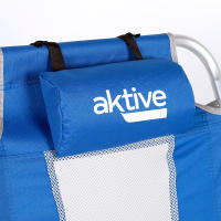 Aktive - Silla de playa plegable con respaldo reclinable 5 posiciones, 49x56x78 cm, fabricada de aluminio y textileno, con cojín, bolsillos laterales y topes antivuelco, máx. 110 kg, sillas de playa, sillas plegables, accesorios verano - details 6