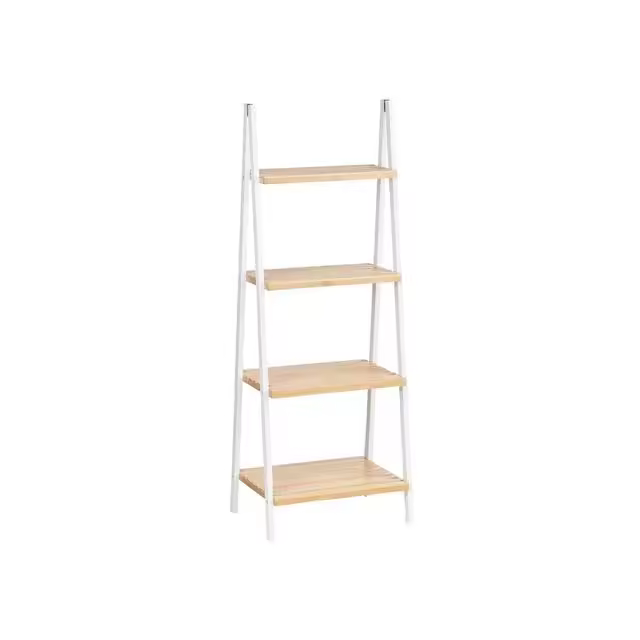 STARLEY- BERILO Estanteria Escalera  Estantes Bambú Blanco 3  estante30 x 40,3 x 81,5 cm. 4 estante 30X40X109cm - 1