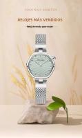 Reloj De Cuarzo Hannah Martin Para Mujer Con Correa De Malla De Acero Inoxidable Y Movimiento Importado Moda Geométrica Resistente Al Agua Y Al Choque - details 0