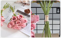 Bouquet De Rosas Rosa De 24CM Decoración Para El Hogar Propiedades Fotográficas Guía De Carretera Para Boda Flores Artificiales - details 27