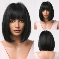 Pelucas Sintéticas De Ombre Marrón Rubia Para Mujeres Con Franja Raíces Oscaras Cabello Gris Natural Resistente Al Calor Peluca Bob Corta Para Cosplay De Diversas Ocasiones - details 14