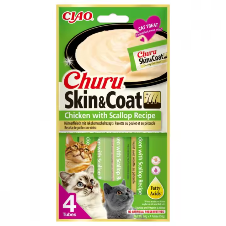 Churu Cat Skin & Coat Receta De Pollo Con Vieira 4 X 14Gr - 1