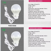 Bombilla LED USB Portátil Para Lectura Y Iluminación De Camping 3W 5W 7W 5V Luz De Libro Para Acampar En Tiendas Exteriores - details 5