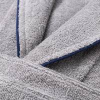 Scalpers Home Albornoz de Algodón 100% - 360GSM Gris con Ribetes Azules - Elegante y Sofisticado - details 4