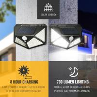 Lámpara De Pared Solar Con Sensor De Movimiento 100 LEDs 4 Lados Luz Exterior Impermeable Para Jardín Y Courtyard Moderno - details 1