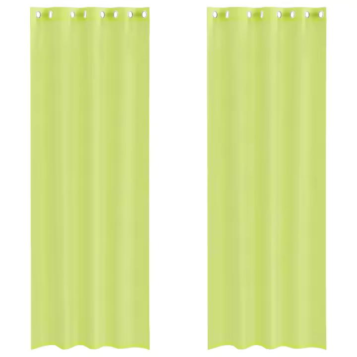 vidaXL Cortinas de gasa con ojales 2 uds verde manzana 140x260 cm - 1
