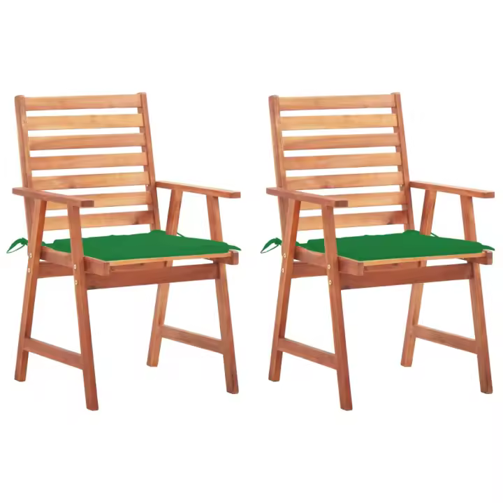 vidaXL Sillas comedor para jardín 2 uds madera maciza acacia y cojines - 1