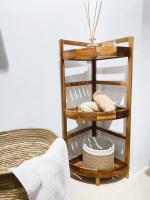 Baños Boutique Organizador de Ducha de Madera de acacia con 3 Niveles estanteria madera - details 0
