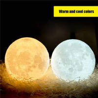 Lámpara De Noche LED De Luna Recargable 3D Impresión Con Interruptor Táctil Decoración Creativa Para Dormitorio Regalo De Cumpleaños - details 3