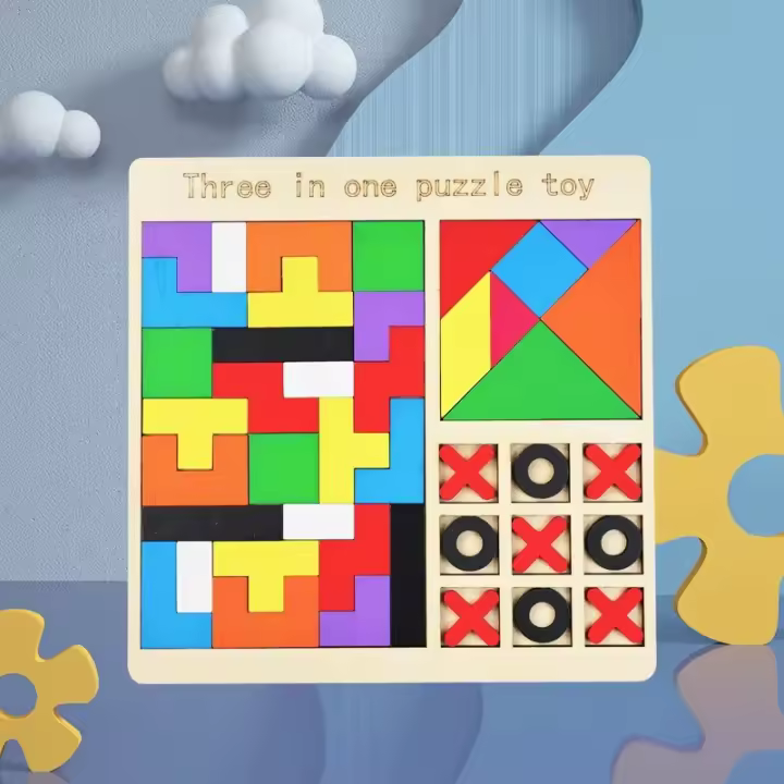 Rompecabezas De Madera 3 En 1 Para Niños Cogestión De Colores Y Matemáticas Juego Educativo De Inteligencia Geométrica - 1