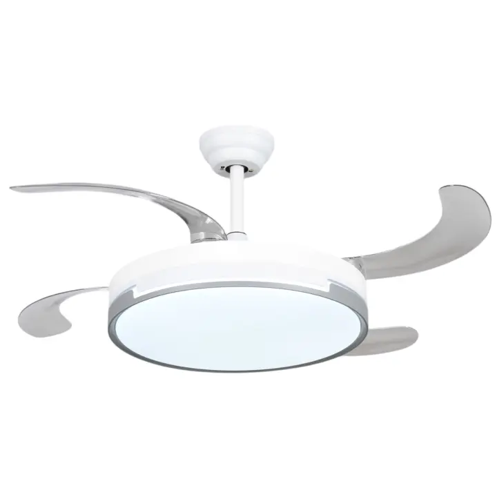 Ventilador de techo con luz LED 36W Blanco en 3 Temperaturas de Luz con Mando a Distancia -Motor DC Eficiente y Silencioso, 3 tonalidades, aspas desplegables retráctiles, 6 velocidades, control remoto, memoria, temporizador (ventilador-001 6990 D7) - 1