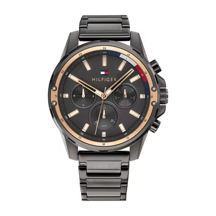 Reloj de Hombre Tommy Hilfiger 1791790, Esfera Negro de 45 MM + Caja de Regalo Elegante - 1