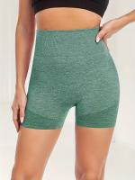 Shorts De Yoga De Cintura Alta Sin Costuras Estirables Para Correr Deporte Mujer Activewear Corto Color Sólido Sin Bolsillos - details 4