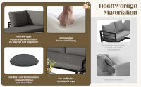 Juego de salón de Jardín, Cuerda Juego de muebles de Jardín, Moderno juego de sofá de exterior Cuerda Tejida a mano, incl. Todos los asientos y Zapatos, Juego de balcón, Jardín y Terraza, Gris - details 3