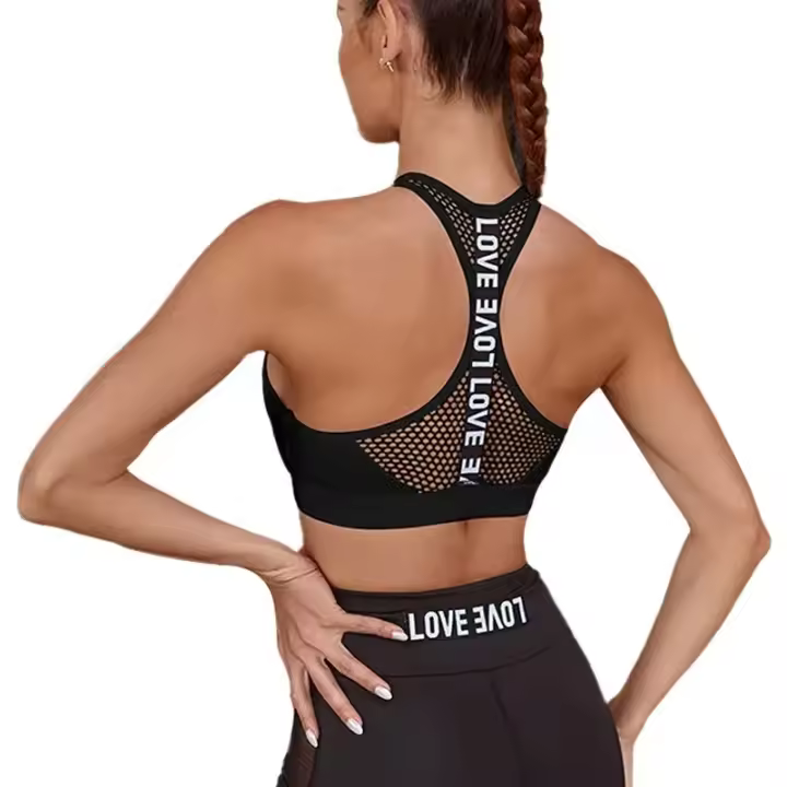 Sudadera Deportiva Para Mujer Con Letras Fitness Yoga Top De Cintura Alta Push up Transpirable Antideslizante Para Correr En La Gimnasio - 1