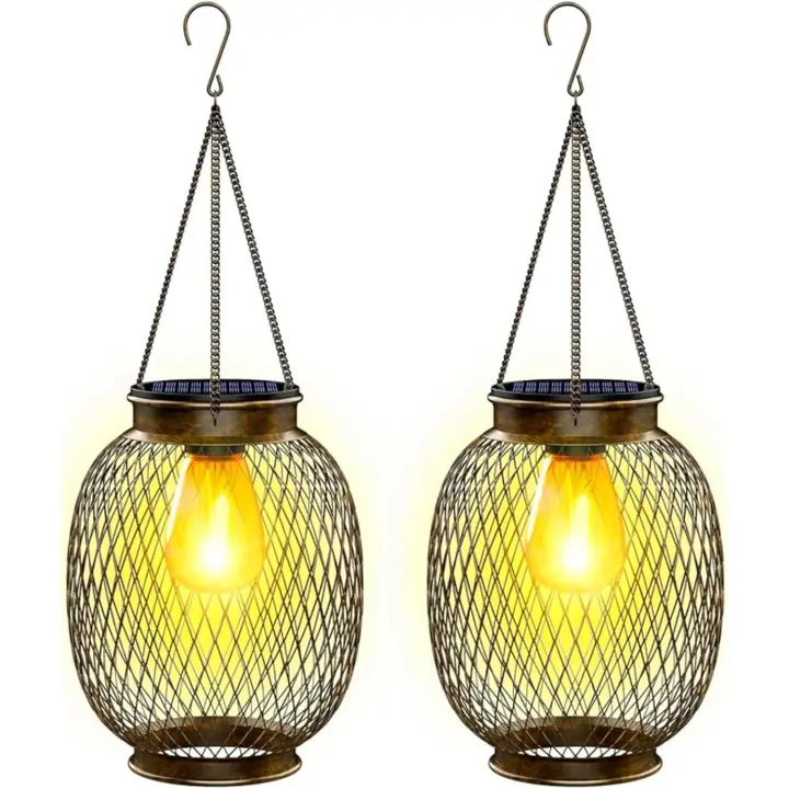 BIT Faroles Solares LED para Exterior - Luces Solares colgantes IP65 - Pack de 2 Faroles Solares - 1