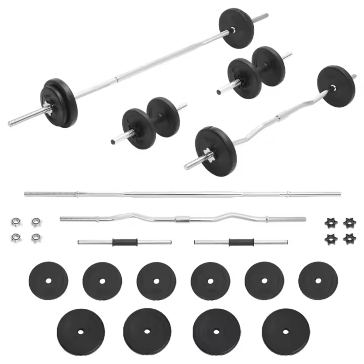 vidaXL Juego de barras y mancuernas con discos en peso 60 kg/30 kg - 1