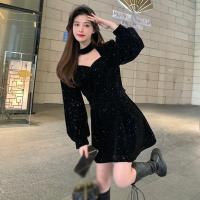 Vestido De Mujer Para Otoño Y Invierno Con Cintura Alta Y Cuello Navideño Vestido De Pierna Larga Y Manga Larga De Poliéster - details 0