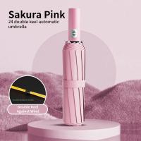 Paraguas Automático Grande 24 Huesos Resistente Al Viento Y UV Plegable En 3 Ribos Doble Para Viajes Para Hombres Y Mujeres Con Protección UVF Regalo - details 18