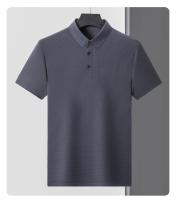 Camisa Polo De Verano Para Hombre Con Cuello Redondo Solido Camiseta De Negocios Transpirable Corta Cuello En V Talla Única - details 3