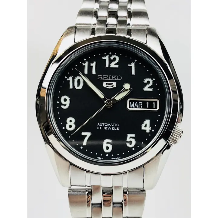 Reloj automático hombre Seiko 5 SNK381K1 correa acero dial negro SNK381 - 1