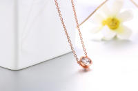 Collar Colgante Redondo De 1 Carrat De Circonita Cubica Para Mujer Color Rosa Oro Colorido Cristal Cadena En El Cuello Joyería - details 4