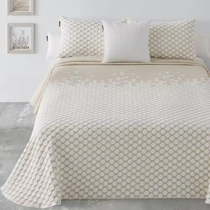 Manterol Outlet - Colcha cubrecama de telar jacquard lunares. Tejido de calidad duradero y antideslizante. - 1