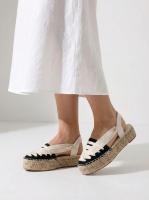 Calzados soraia, Alpargatas de plataforma para mujer con diseño de cintas cruzadas, sandalias de esparto con suela de yute trenzado, calzado casual de lino transpirable, sandalias planas con tira trasera elástica estilo boho. - details 9