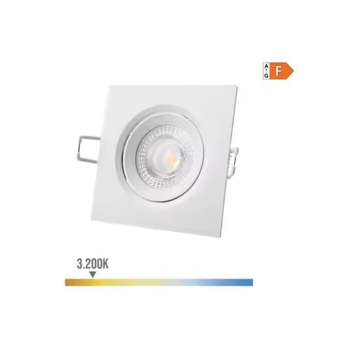 EDM Downlight LED Empotrable Cuadrado 5W 3200K Luz Cálida Blanco 9x9cm - 31656  Iluminación Interior Downlights - 1