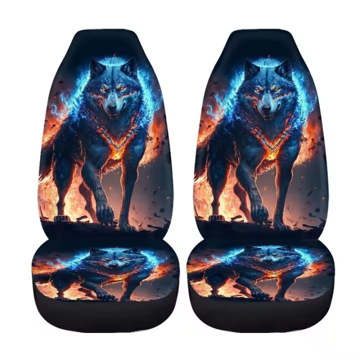 Protector De Asiento Delantero De Coche Personalizado 3D Impresión De Animal Universal Apto Para Todas Las Estaciones 2 Piezas - 1