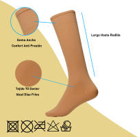Geshop 6 Pares Medias Hasta la Rodilla 70D Lycra Anti Presión para Mujeres  Calcetines Altos Lycra Anti presión  Color Negro, Carne - details 1