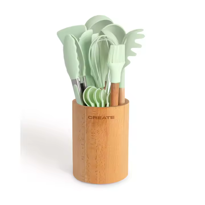 CREATE - Set de utensilios de cocina de silicona y madera - KITCHENWARE STUDIO - 1